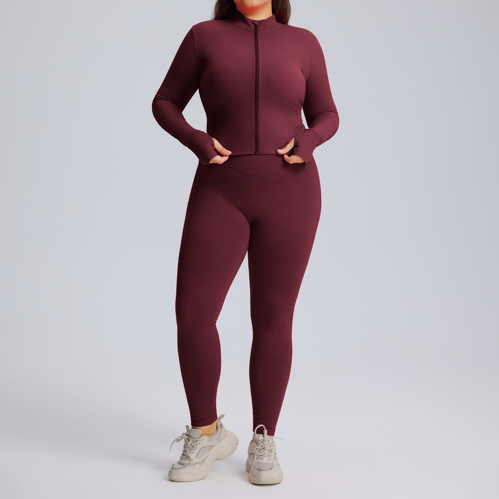 European and american plus size long sleeve yoga outfit set - women's high elasticity quick-dry activewear three-piece set - new autumn/winter fitness apparel