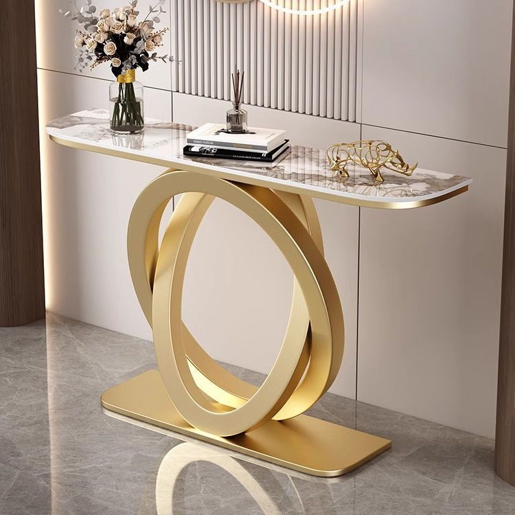 Accessible luxury slate entrance table italian semicircular entrance cabinet modern casual wall-mounted entrance slate entrance table end scene table