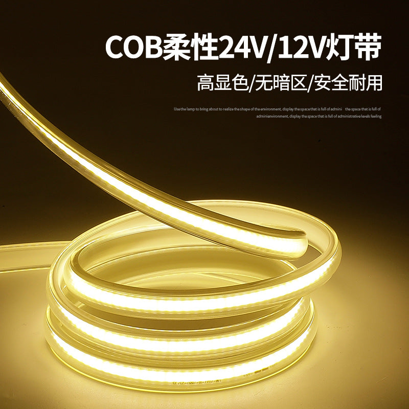 COB light strip 220V outdoor waterproof light strip lighting without wire 2835 double row adhesive high pressure light strip
