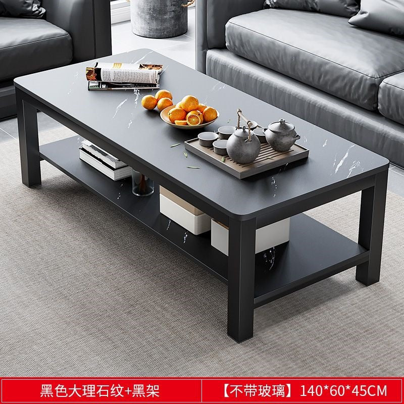 Living room coffee table for home office tempered glass tea table casual italian small apartment double-layer rectangular tea table