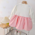 Girls' sweet & cute stylish long-sleeve dress -  new korean style faux two-piece princess dress for toddlers and young children