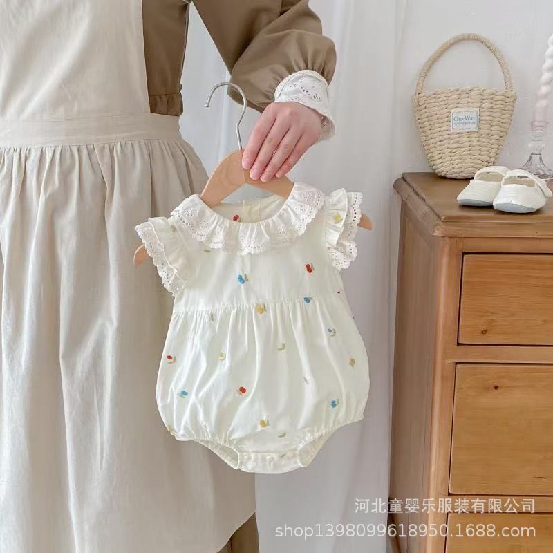 Baby clothes  summer clothing for infants and young children, baby girl's romper, full moon and 100-day western style fashion outing clothes
