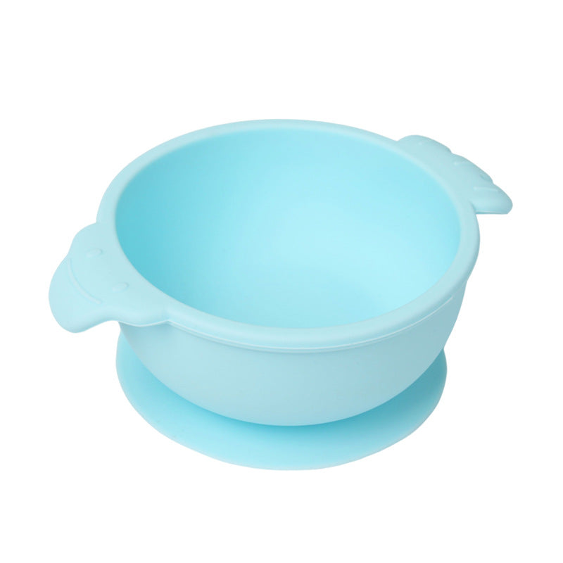 Food grade silicone complementary food bowl baby tableware set with spoon suction cup anti-drop child feeding tableware silicone bowl