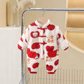 Baby romper cotton-padded newborn outfit - new year's outfit, "peace & joy" quilted thickened cotton-padded new year's clothes, new year's greeting outfit