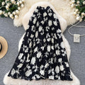 Chiffon midi skirt - women's autumn  new arrival: flattering, flowy, a-line skirt with pleats and floral print