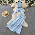 Gentle style work clothinghalterbacklessdress women's summercasualcasual waist slimming looktwo-piece setelegantsuit