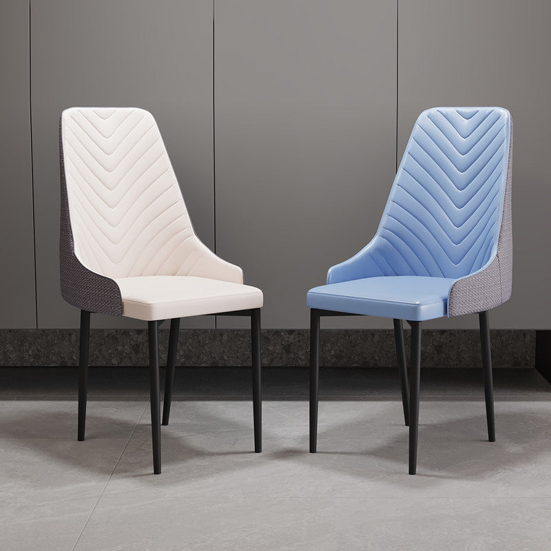 Restaurant & hotel leather upholstered chairs - nordic dining chairs - modern minimalist casual backrest stools - large v-shaped chairs