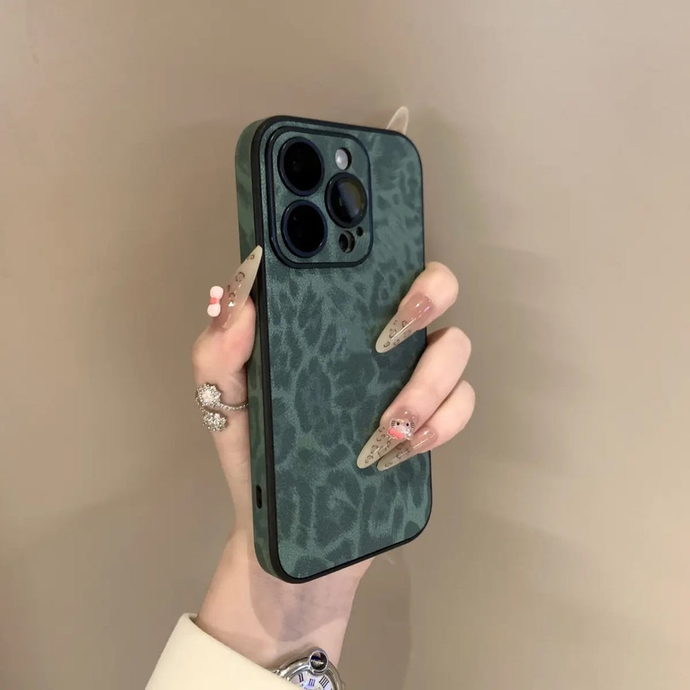 Leopard print leather texture phone case for iphone 17, protective cover for iphone 15 pro max, apple 15 with lens film, cross-border
