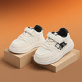 Kids' white sneakers:  spring/autumn new collection - boys' and girls' athletic shoes, casual skate shoes, leather upper, soft sole, first walker sneakers