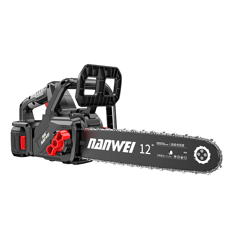 Nanwei brushless electric chainsaw rechargeable lithium chainsaw for home small handheld saw digital display pruning saw outdoor lumbering saw
