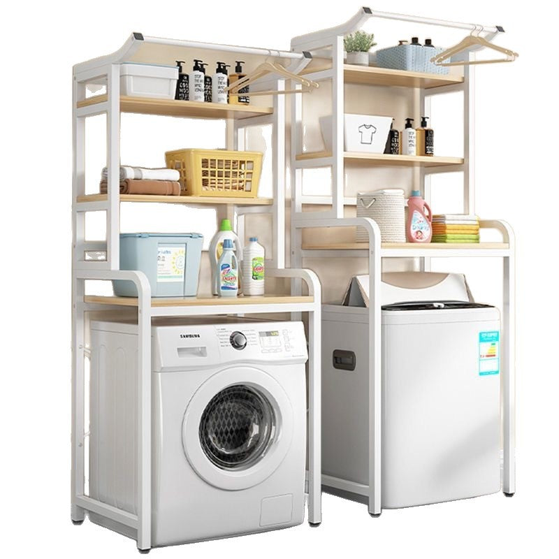 Floor-standing washing machine storage rack, punch-free roller flip-top storage rack, for home balcony toilet storage rack