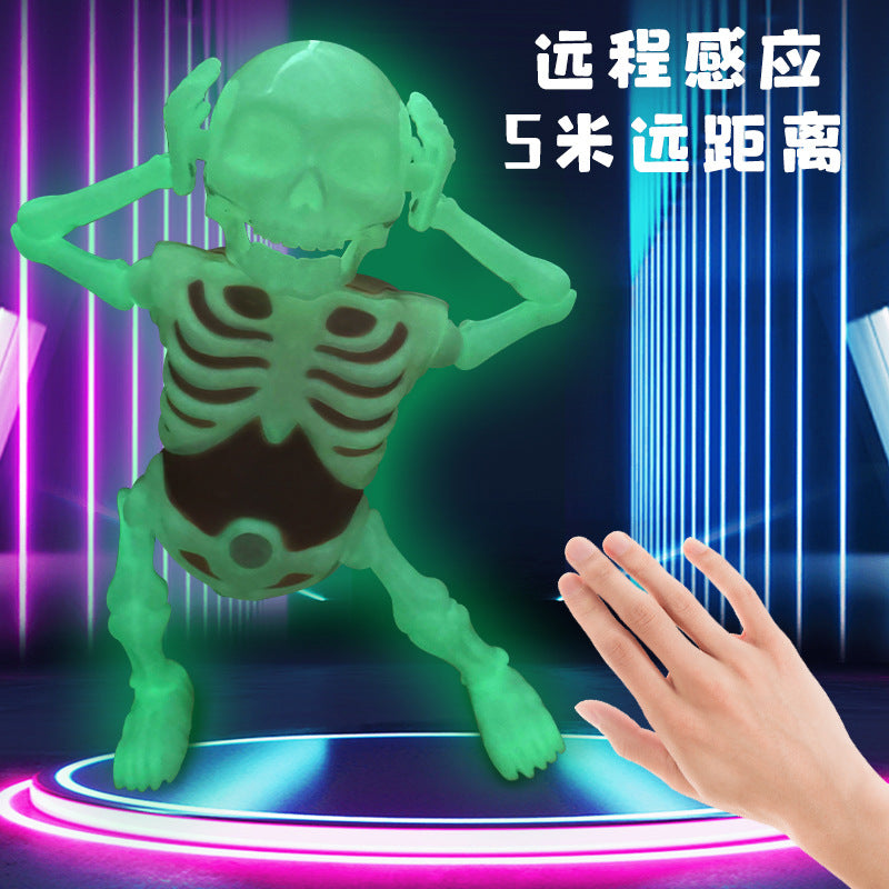 hot-selling dancing skull sensor night light funny boy kids lighting sound effects halloween prank toy