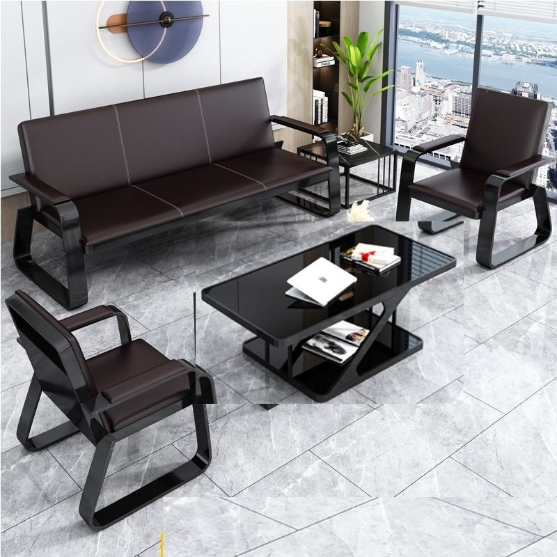 Office sofa and coffee table set - modern minimalist reception sofa for business meetings - 3-seater office sofa