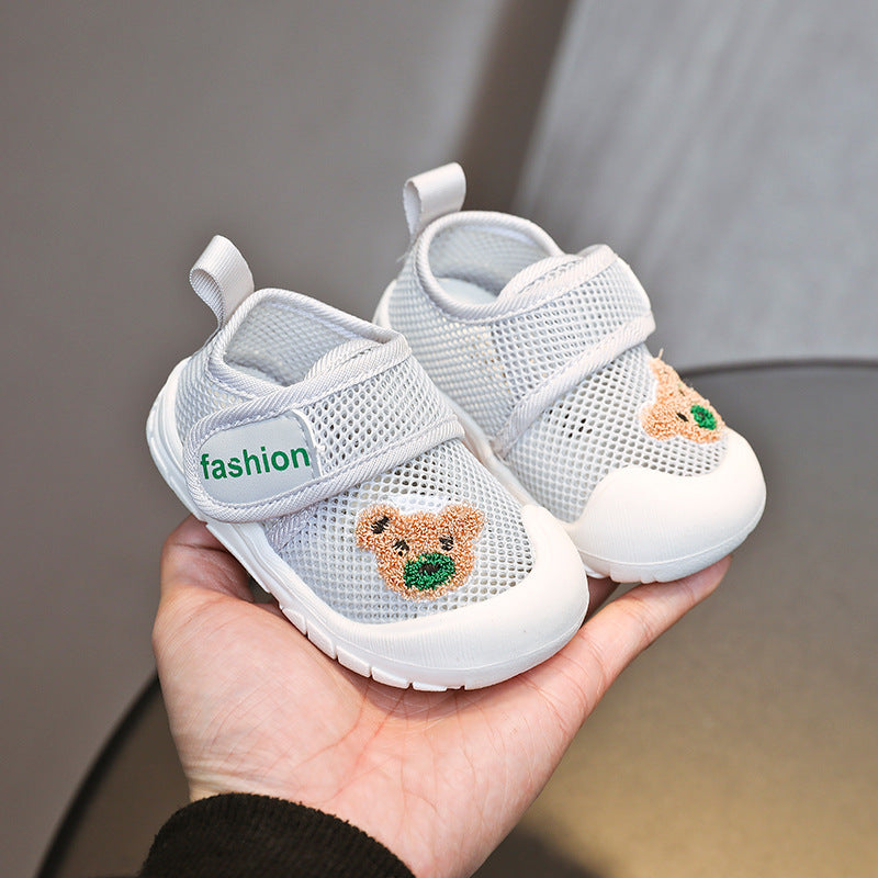 Bear sports soft sole single mesh breathable summer style 1-2 years old male and female baby toddler shoes soft sole baby indoor mesh shoes
