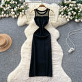 Luxury chic mesh panel sleeveless knit dress -  summer slim fit bodycon dress