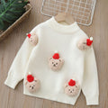 Christmas kids' sweater - korean velvet thickened, cartoon bear hand-knitted base layer for boys and girls