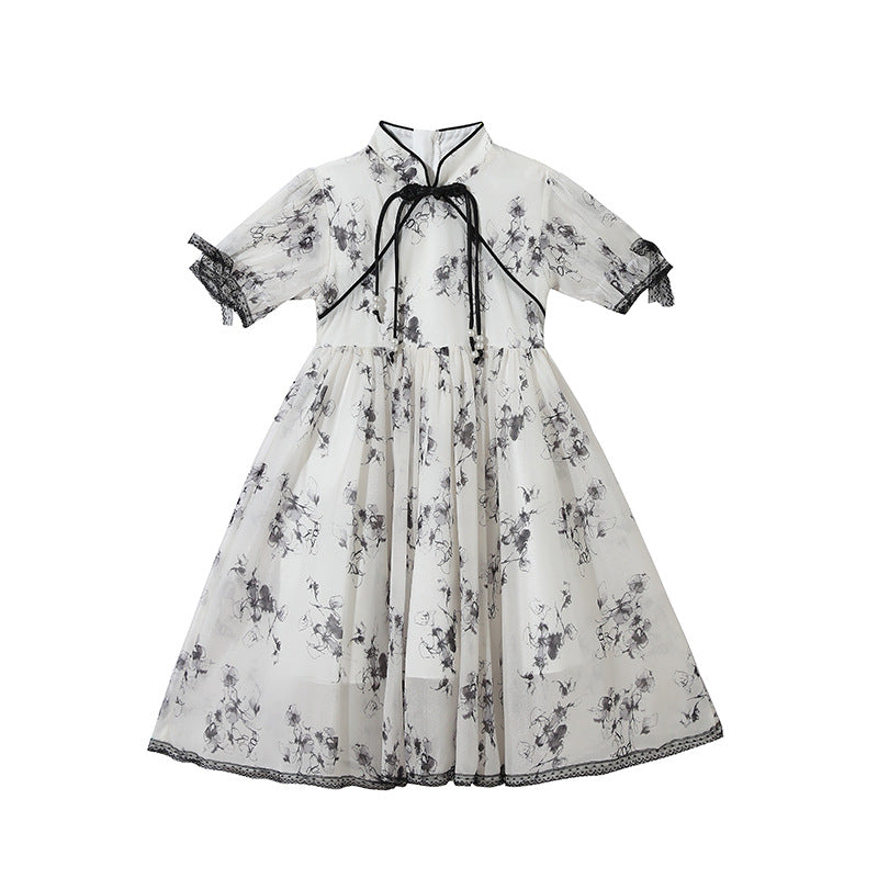 Girl chinese style jiangnan water town han dynasty cheongsam summer new product little girl chinese ancient style super fairy cheongsam skirt