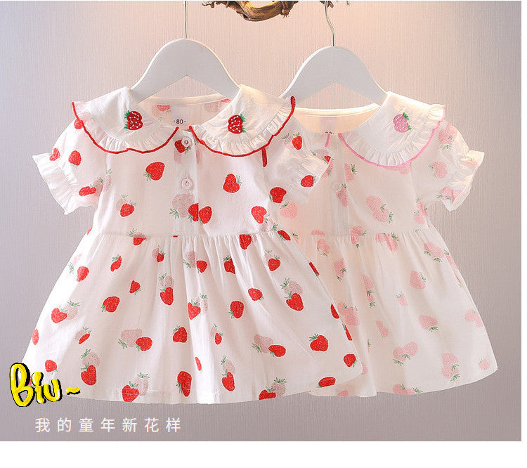 Dropshipping  new strawberry kids' dress - summer short sleeve baby princess dress - in stock for toddlers and young children