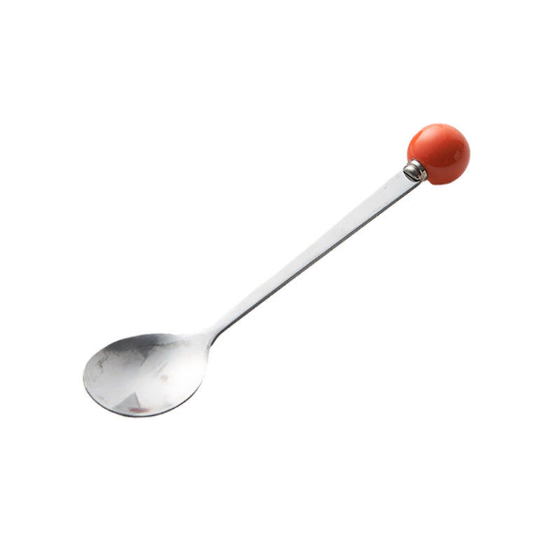 Accessible luxury ceramic ball fruit fork for home stainless steel spoon multi-purpose dessert spoon good-looking glazed pastry fork