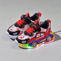 Glowing sneakers  spring/autumn new cartoon car kids' casual shoes, leather light-up shoes for young boys and girls