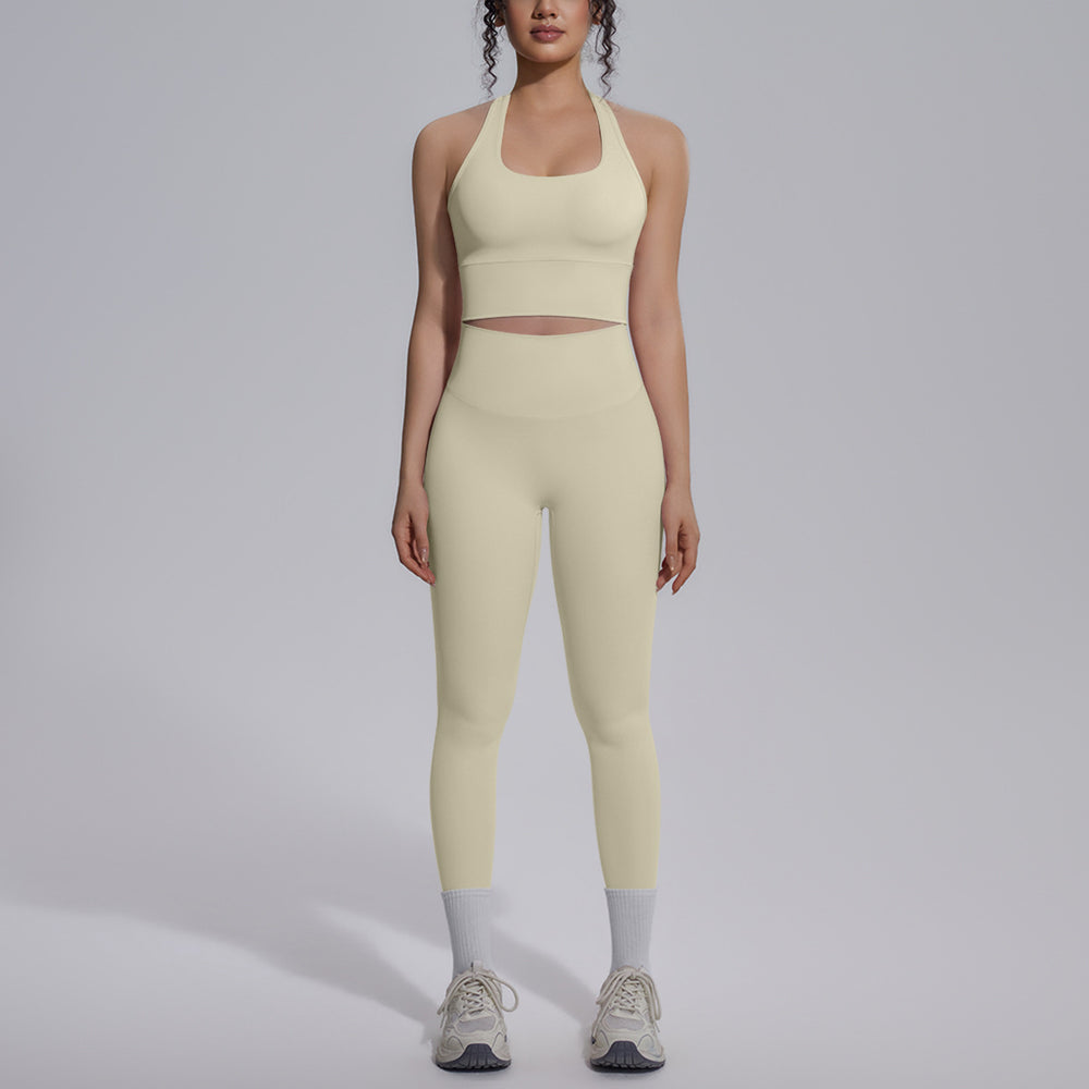 new arrival nude tight yoga wear sports beautiful back high waist hip lifting pants suit quick-drying running fitness wear