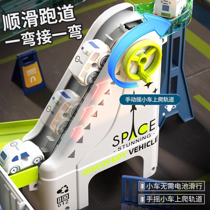 children's alloy container truck space rail car crane large truck car engineering vehicle toy set