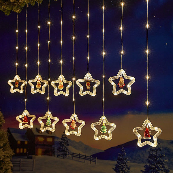 Lightning 7 indoor LED Christmas curtain lights Santa Claus cartoon shape room layout window decoration lights