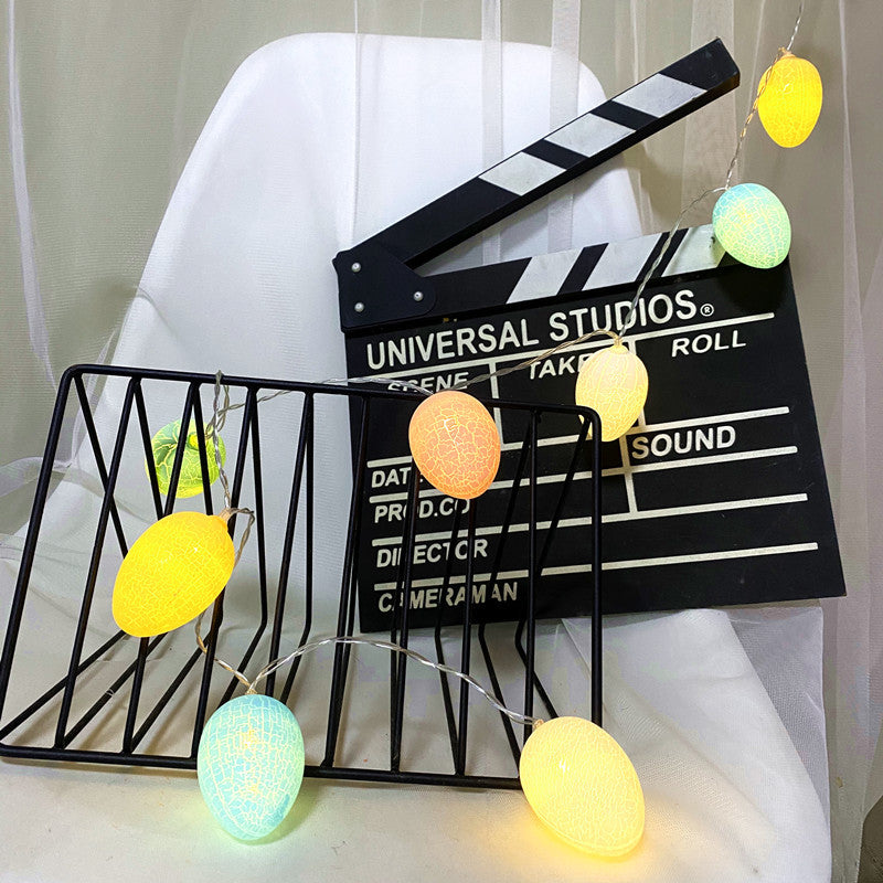 Easter light string led green leaf egg light, new cracked egg shell egg small light flash string wholesale