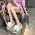 High-end and stylish summer slippers, 's hottest new arrival! featuring a chic, chanel-inspired "bread" design with a chunky platform sole. perfect platform sandals for women this summer