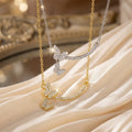 Popular internet celebrity fashion copper inlaid with zirconium full diamond butterfly tassel necklace for women accessible luxuryniche style non-fading clavicle chain jewelry