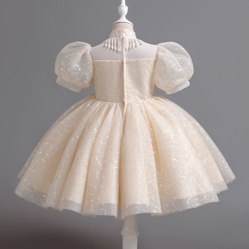 summergirldress summer dress kids dress puff sleeve large swing style princess gauze skirt birthday skirt