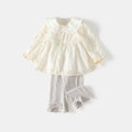 Girls' outfit set, new autumn  collection: stylish baby doll collar long-sleeve two-piece set for infants - sweet and chic for spring and autumn