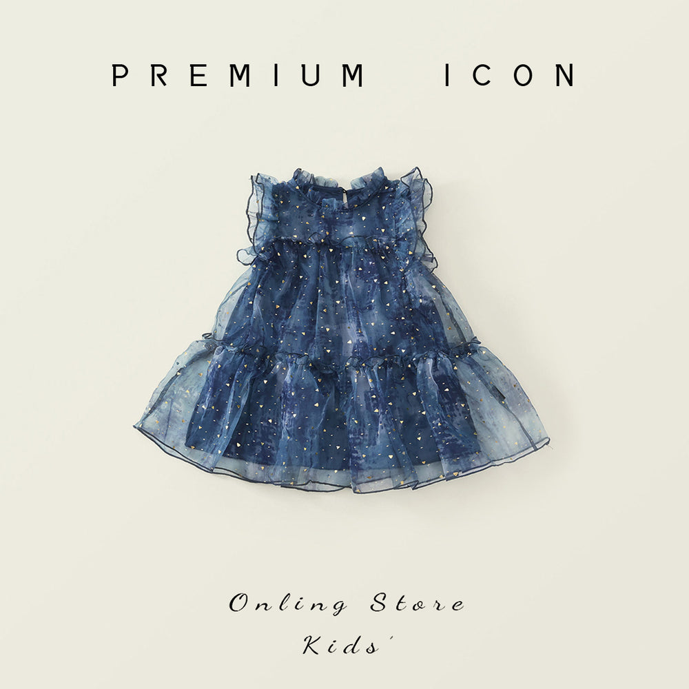 Girls' summer dress  new sequin tank dress baby girl chic mesh dress elegant trendy kids' dress