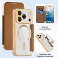 Premium gold shield magnetic leather case for iphone 17 pro max, apple 16 flip cover, full coverage, drop protection