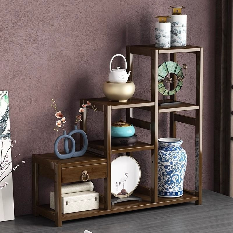 Desktop bogu rack solid wood chinoiserie small tea ornaments tea set purple clay pot multi-layer storage rack duobao pavilion