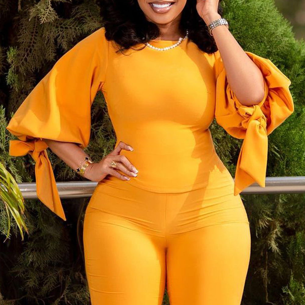 D337export women's clothing new arrivalcasualsuitlooseplus size strappy topshigh waistloose pantsfashiontwo-piece set