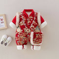Newborn winter chinese style romper - adorable bunny mandarin collar jumpsuit for baby boys and girls