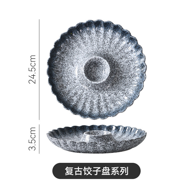 Japanese retrostylish ceramic dessert plate, family restaurant, new year's eve dinner, dumpling platter, snack, roast duck plate