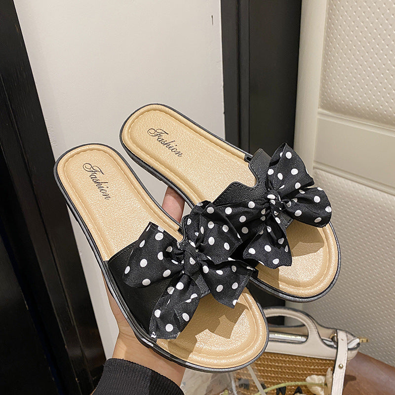 Influencer-approved, new square-toe, fairy-style bow sandals for women. perfect for summer wear, these wedge-heeled, fashionable, versatile, flat, and non-slip slides are a must-have