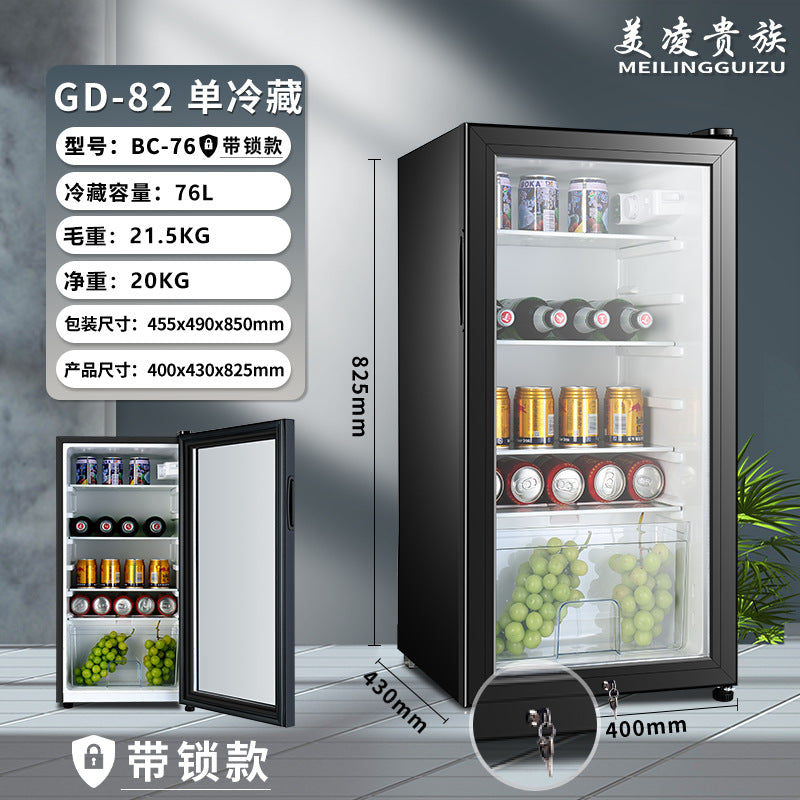 Ice bar hotel room single door mini refrigerator tea refrigerator fresh-keeping cabinet small transparent glass door small refrigerator