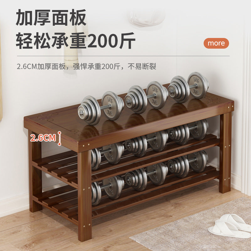 Solid wood shoe rack bench for entryway, shoe changing stool, household shoe cabinet with integrated bench seat for home use