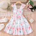 foreign trade new spot cable elastic butterfly printing suspender a-line dress