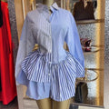 European and american cross-border women's fashion:  summer new arrival - chic and elegant lapel button-down irregular long sleeve shirt dress
