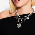 Multi-layered love necklace wholesale european and american cross-border retro pendant fashion key cherry stacked clavicle chain women's necklace