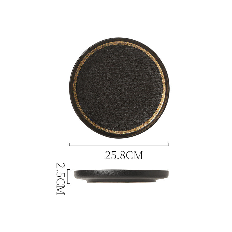 Creative nordic frosted edge steak plate - high-style stone texture ceramic serving dish for restaurant and home use