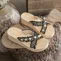 Wedge heel chanel-inspired pearl slippers - women's summer outdoor wear, 2024 new thick-soled platform sandals with heel