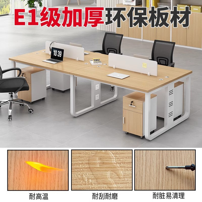 Minimalist office desk set for employees - available in 2, 4, and 6-seater configurations - includes desk and chair combination