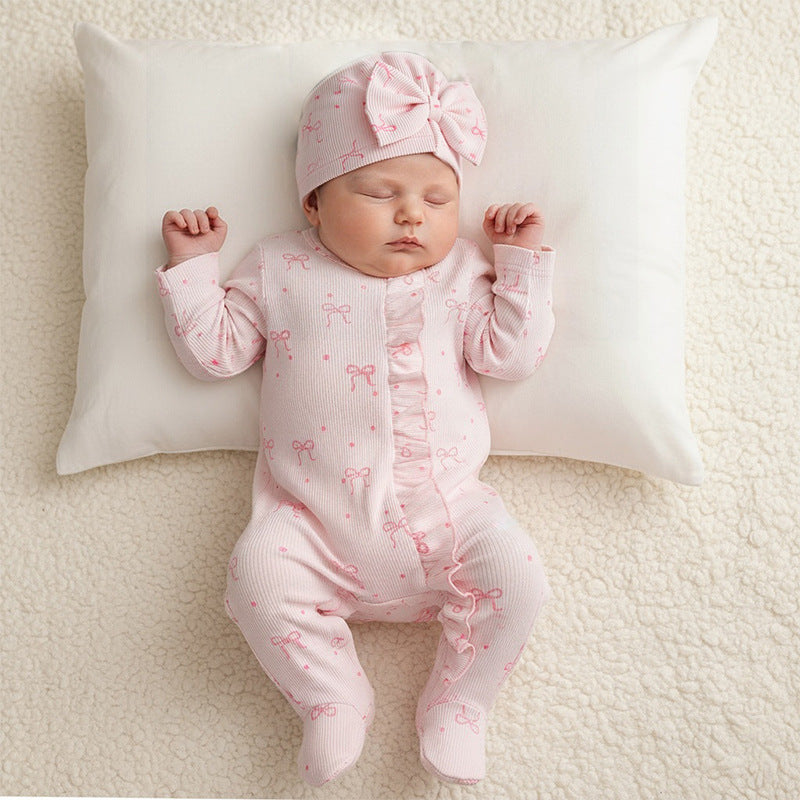 Newborn baby clothes spring outfit full month baby girl romper warm spring autumn newborn inner layer crawling suit long sleeve