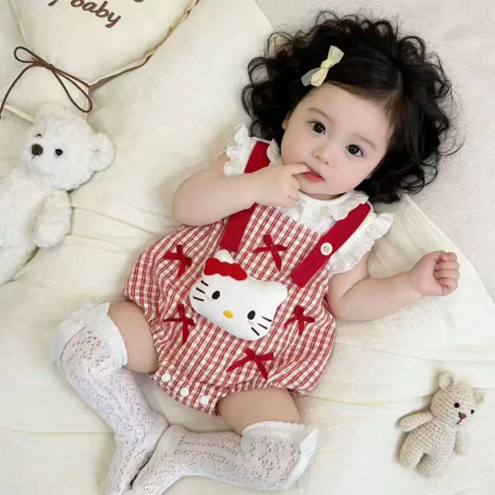 Infant and toddler summer suit female baby style vest bag butt overalls suitsummer outing cartoon bag butt cover