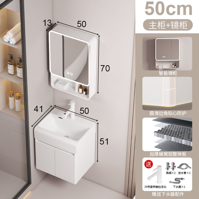 Small apartment circular arc bathroom cabinet deepened wash basin space honeycomb aluminum washbasin cabinet combined toilet washbasin